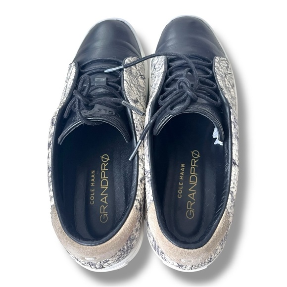 Cole Haan Black/Gray Snakeskin Leather Grandprø Spectator Lowtop Sneakers Sz 8 - Picture 8 of 16